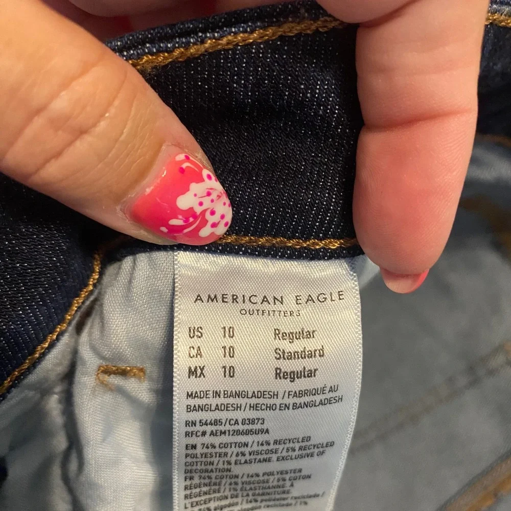 American Eagle Stretch Mom Jeans Dark Ink High Rise Size 10 Regular No. 4684